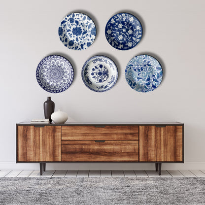 Set of 5 Blue & White Royal Decorative Wall Plates