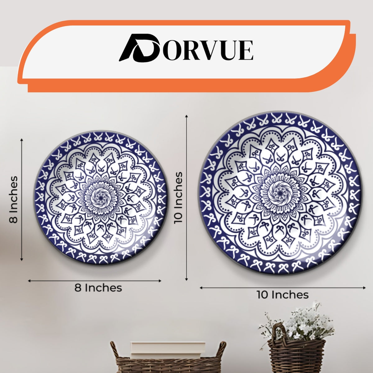 Set of 5 Blue & White Royal Decorative Wall Plates