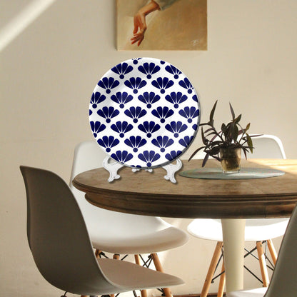 Set of 5 Classic Indigo Patterned Blue Pottery Ceramic Decorative Wall Plates