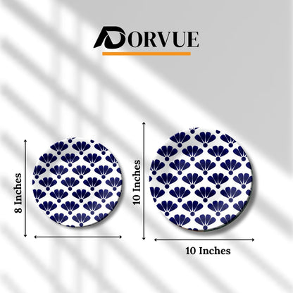 Set of 5 Classic Indigo Patterned Blue Pottery Ceramic Decorative Wall Plates