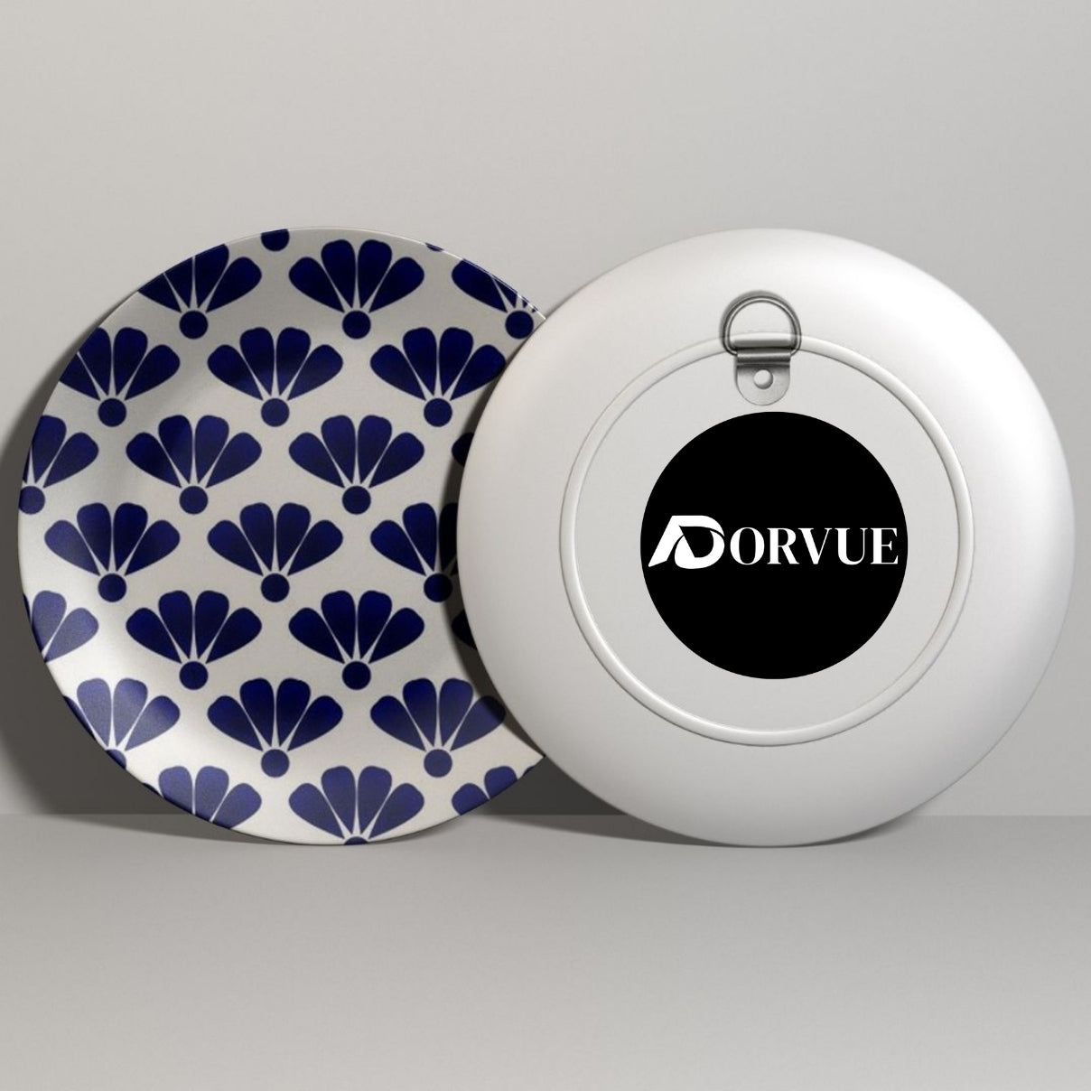 Set of 5 Classic Indigo Patterned Blue Pottery Ceramic Decorative Wall Plates