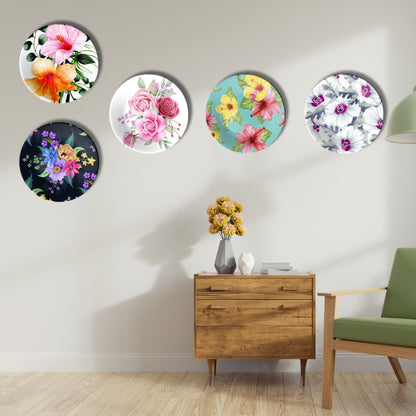 Set of 5 Spring Blossom Ceramic Decorative Wall Plates