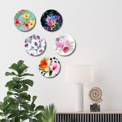 Set of 5 Spring Blossom Ceramic Decorative Wall Plates