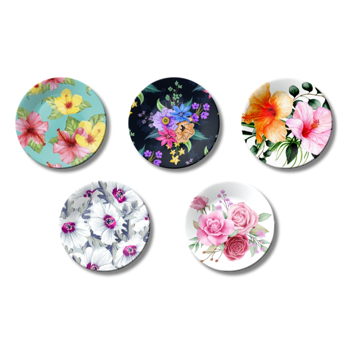 Set of 5 Spring Blossom Ceramic Decorative Wall Plates