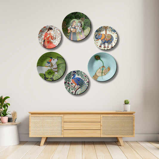 Set of 6 Ancient India Wall Plates Home Décor