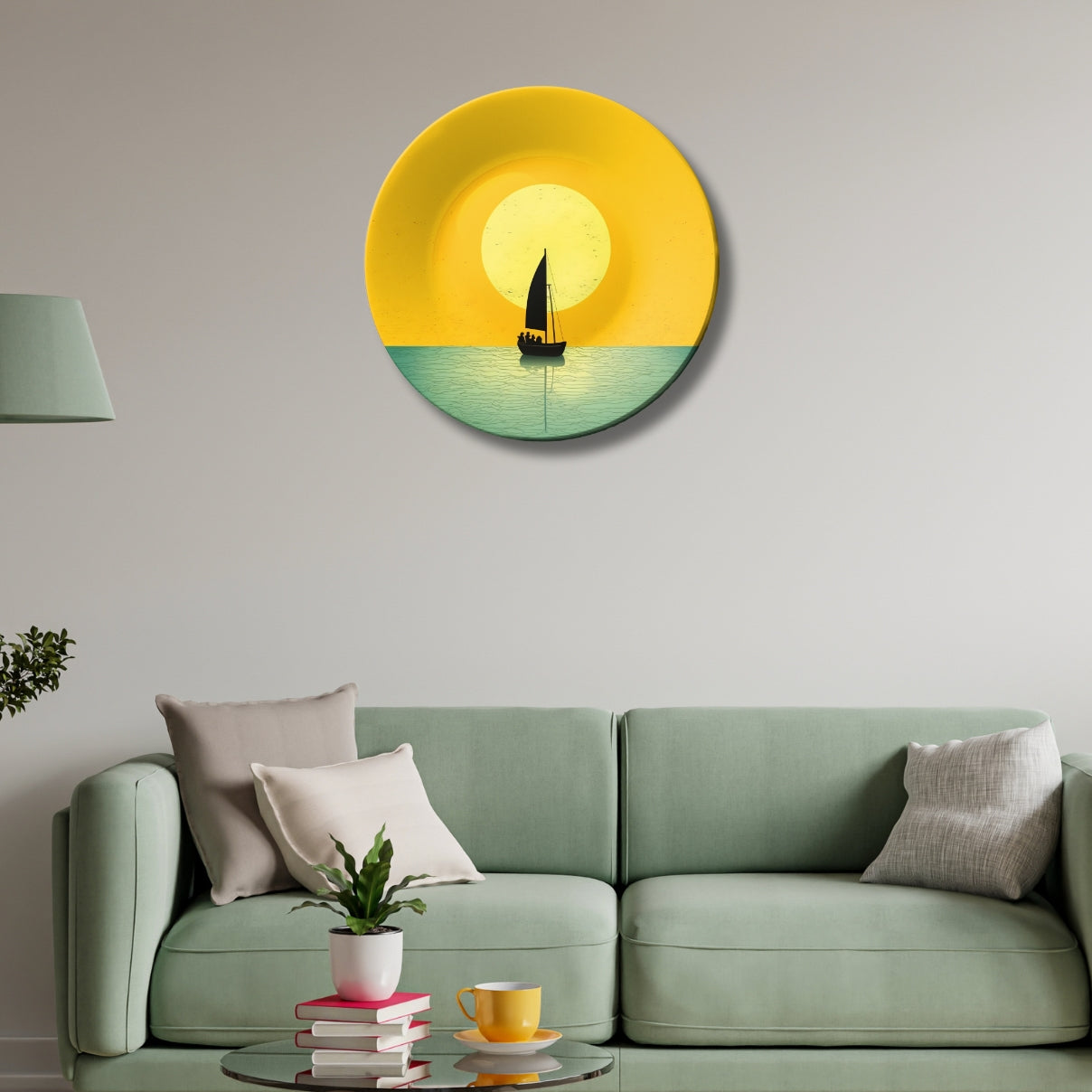 Sun-Kissed Crossing The Silent Sail Ceramic Decorative Wall Plate For Home Décor