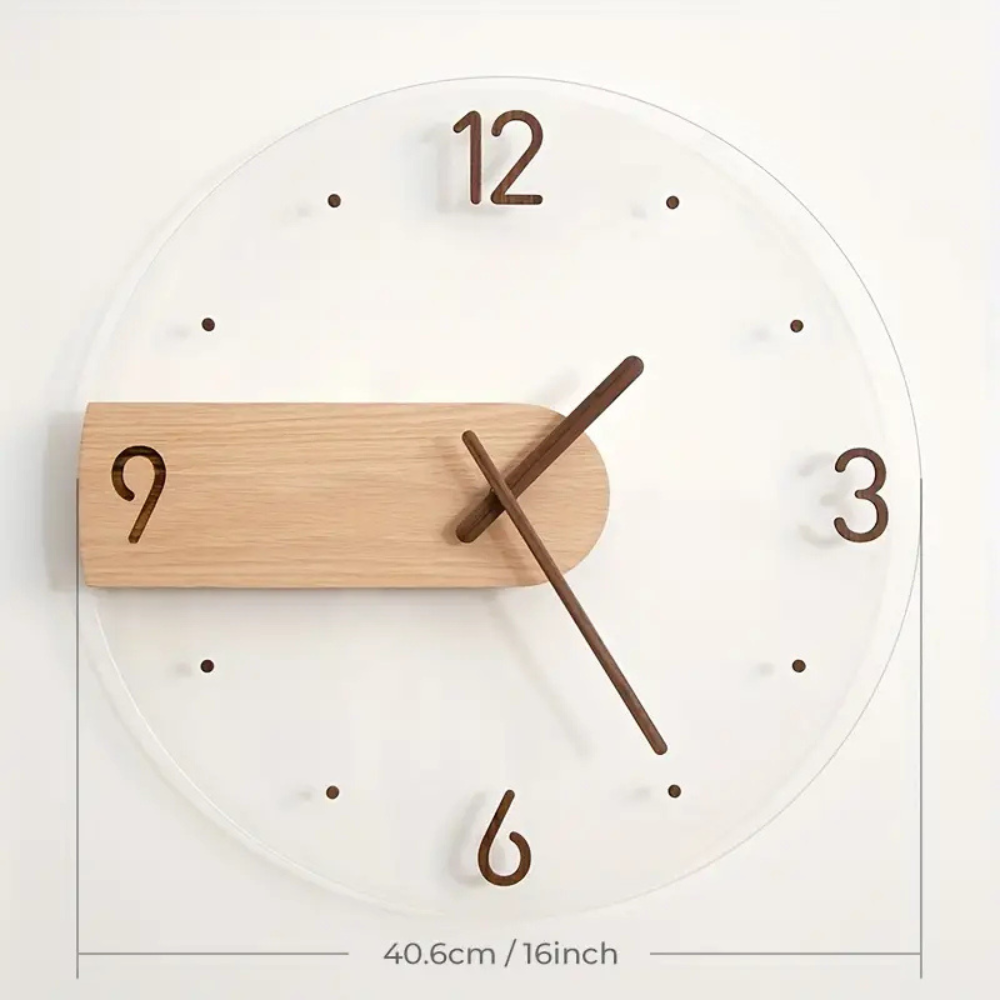 Elegant Acrylic and Wood Silent Wall Clock