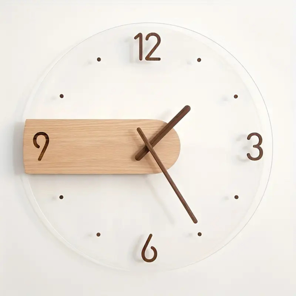 Elegant Acrylic and Wood Silent Wall Clock