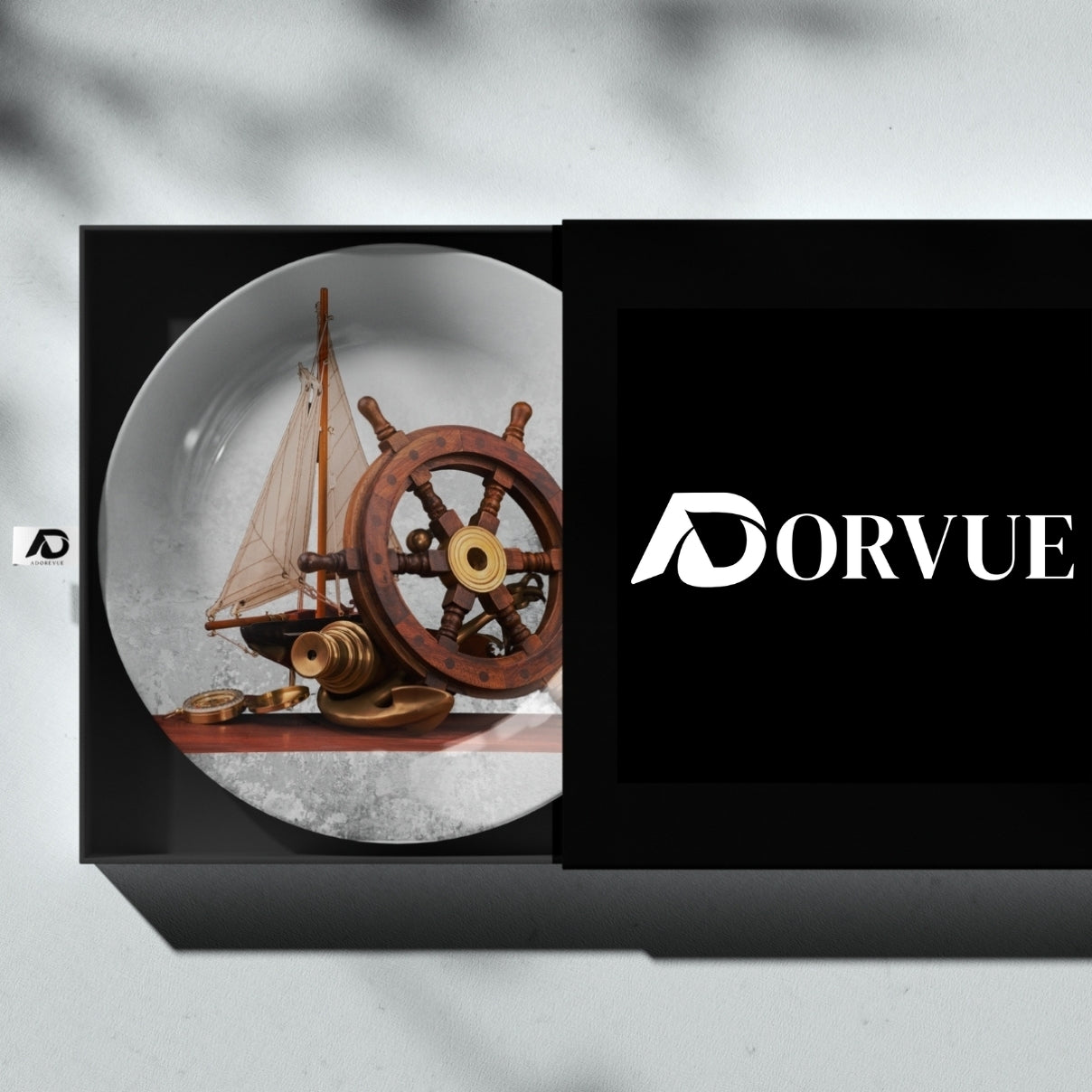 Steering Wheel on Old Sailboat Decorative Wall Plate