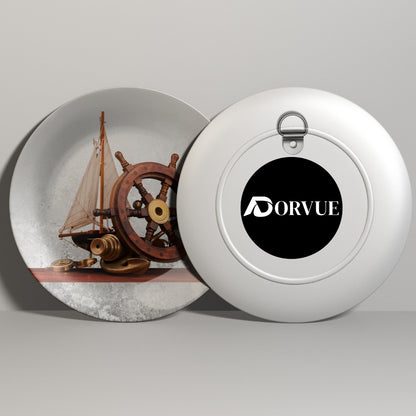 Steering Wheel on Old Sailboat Decorative Wall Plate