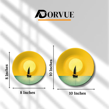 Sun-Kissed Crossing The Silent Sail Ceramic Decorative Wall Plate For Home Décor