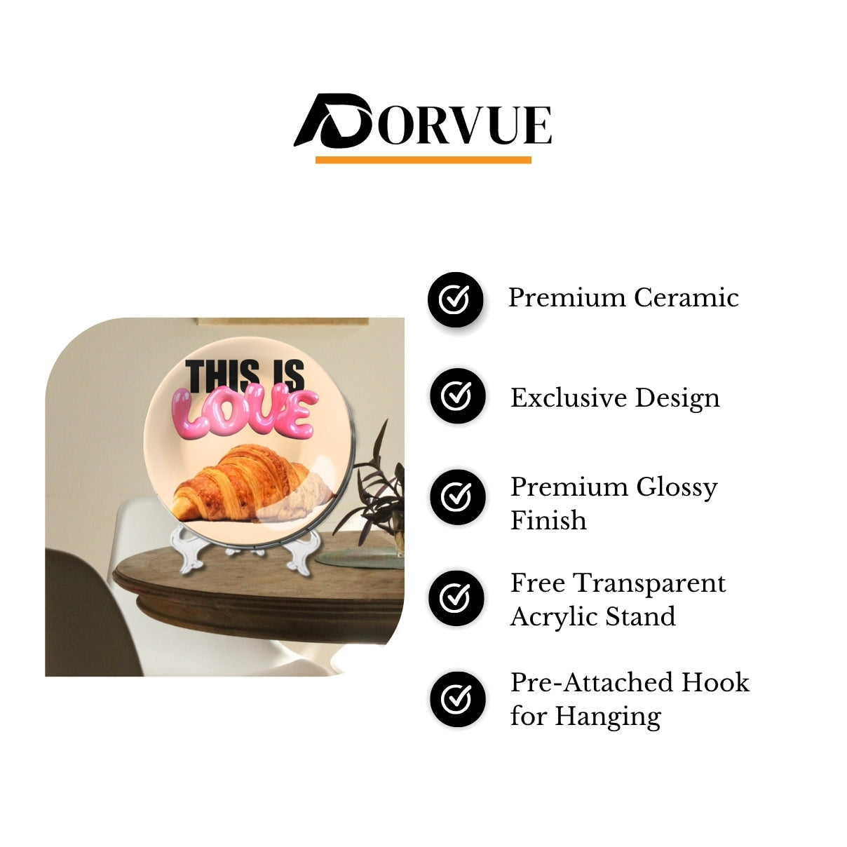 This Is Love Croissant Pink Decorative Wall Plate