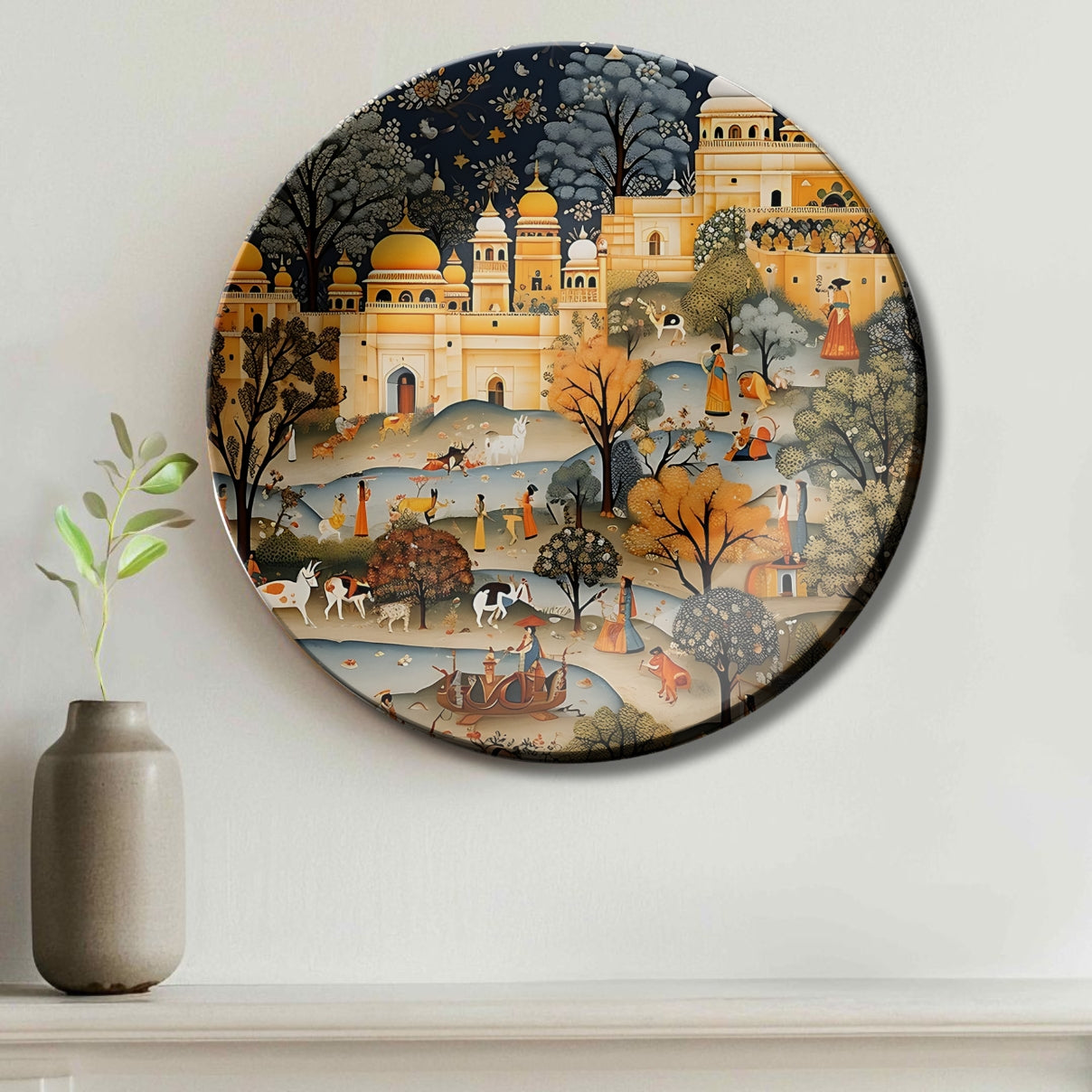 Timeless Rajputana Rajasthan Folk Landscape Home Decoration Wall Plate