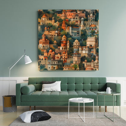 Royal Panorama Architectural Canvas Painting Framed Wall Art