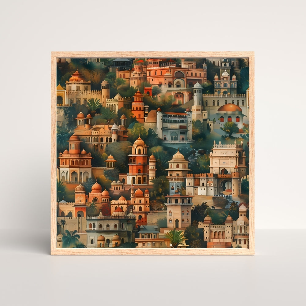 Royal Panorama Architectural Canvas Painting Framed Wall Art