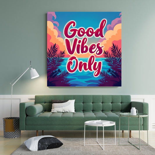 Good Vibes Only Canvas Painting Framed Wall Art