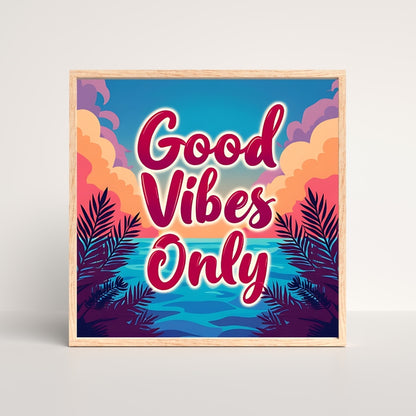 Good Vibes Only Canvas Painting Framed Wall Art