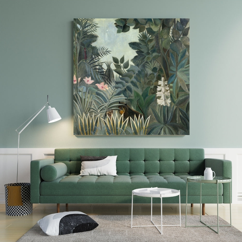 Whispering Canopy Tropical Forest Canvas Painting Framed Wall Art