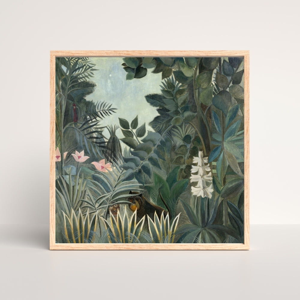 Whispering Canopy Tropical Forest Canvas Painting Framed Wall Art