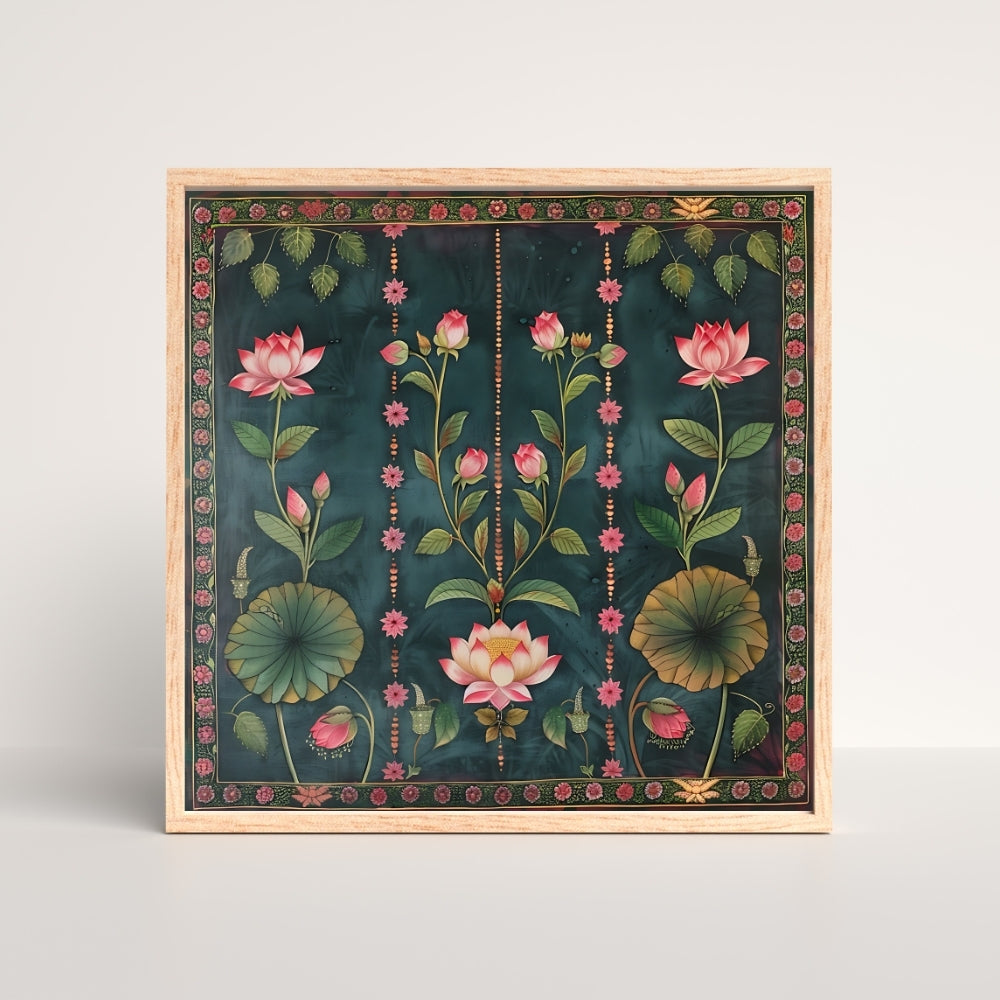 Lotus Garden Symphony Canvas Painting Framed Wall Art