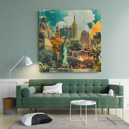 Timeless Skyline Canvas Painting Framed Wall Art