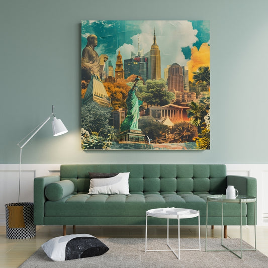 Timeless Skyline Canvas Painting Framed Wall Art