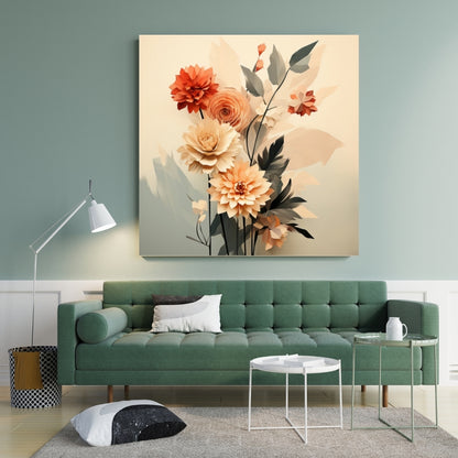 Amber Bloom Canvas Painting Framed Wall Art
