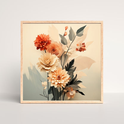 Amber Bloom Canvas Painting Framed Wall Art