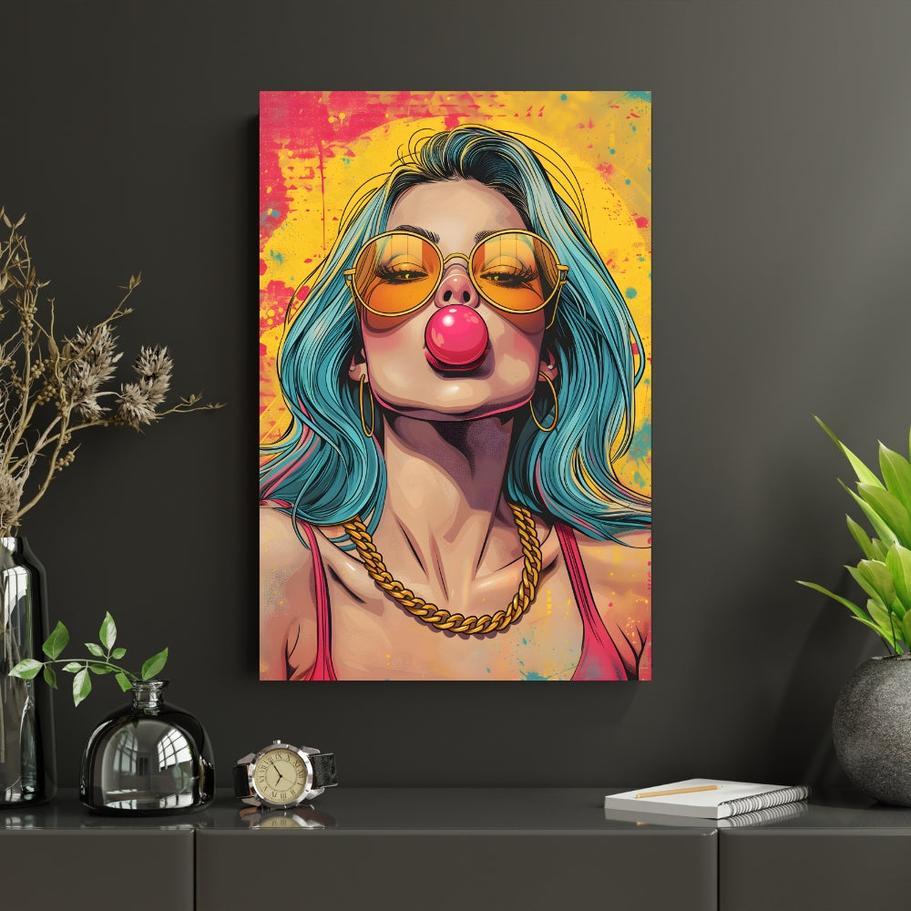 Rebel Pop Vibrant Canvas Painting Framed Wall Art