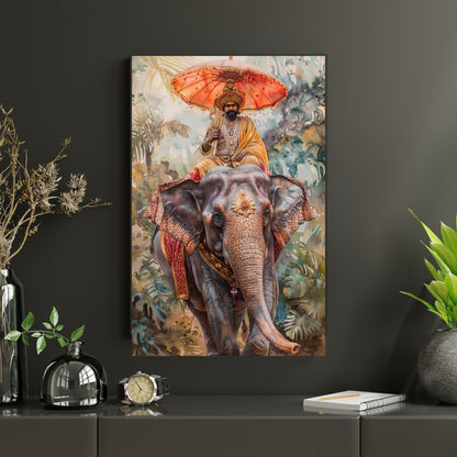 Majestic Procession Royal Elephant Canvas Painting Framed Wall Art