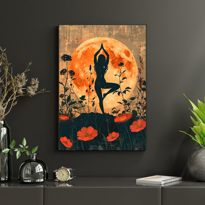 Lunar Balance Boho Canvas Painting Framed Wall Art