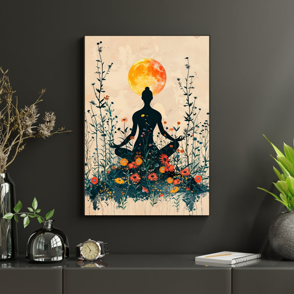 Zen Bloom Boho Painting Canvas Painting Framed Wall Art