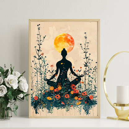 Zen Bloom Boho Painting Canvas Painting Framed Wall Art
