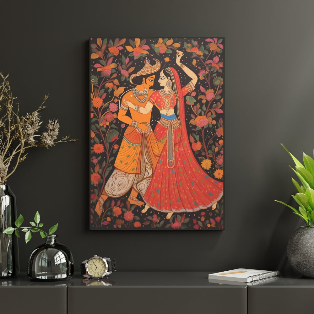 Eternal Dance Floral Romance Canvas Painting Framed Wall Art