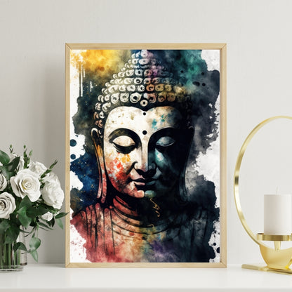 Buddha Watercolour Canvas Painting Framed Wall Art