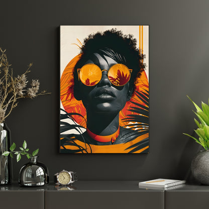 Sunlit Vogue Tropical Edge Canvas Painting Framed Wall Art