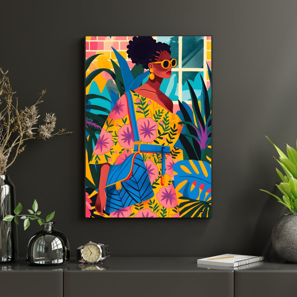 Bold Botanic Aura Canvas Painting Framed Wall Art
