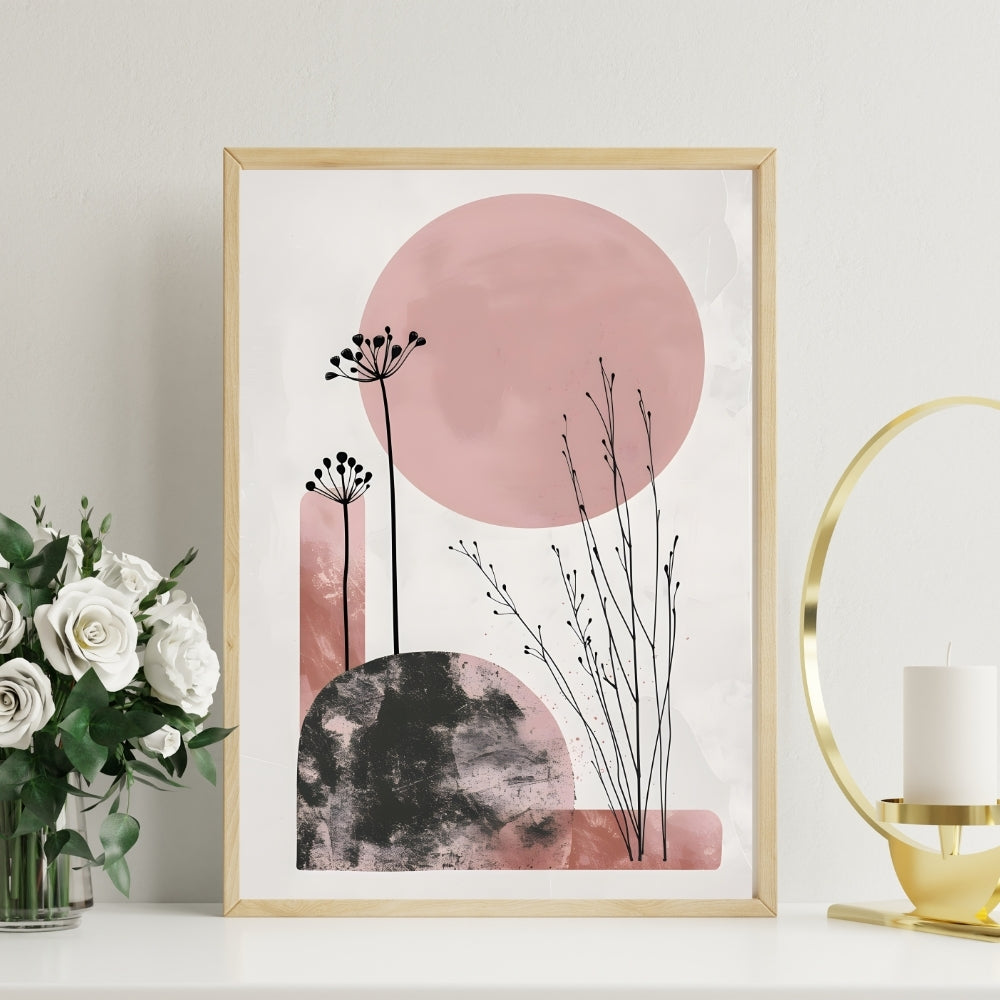 Blush Horizon Canvas Painting Framed Wall Art