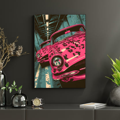 Retro Rush Neon Velocity Canvas Painting Framed Wall Art