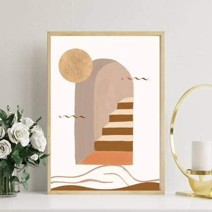 Desert Steps Canvas Painting Framed Wall Art