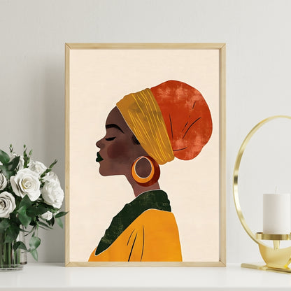 Regal Grace Minimalist Portrait Canvas Painting Framed Wall Art