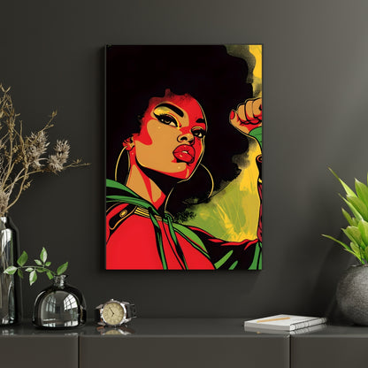 Power & Pride Vibrant Portrait Canvas Painting Framed Wall Art