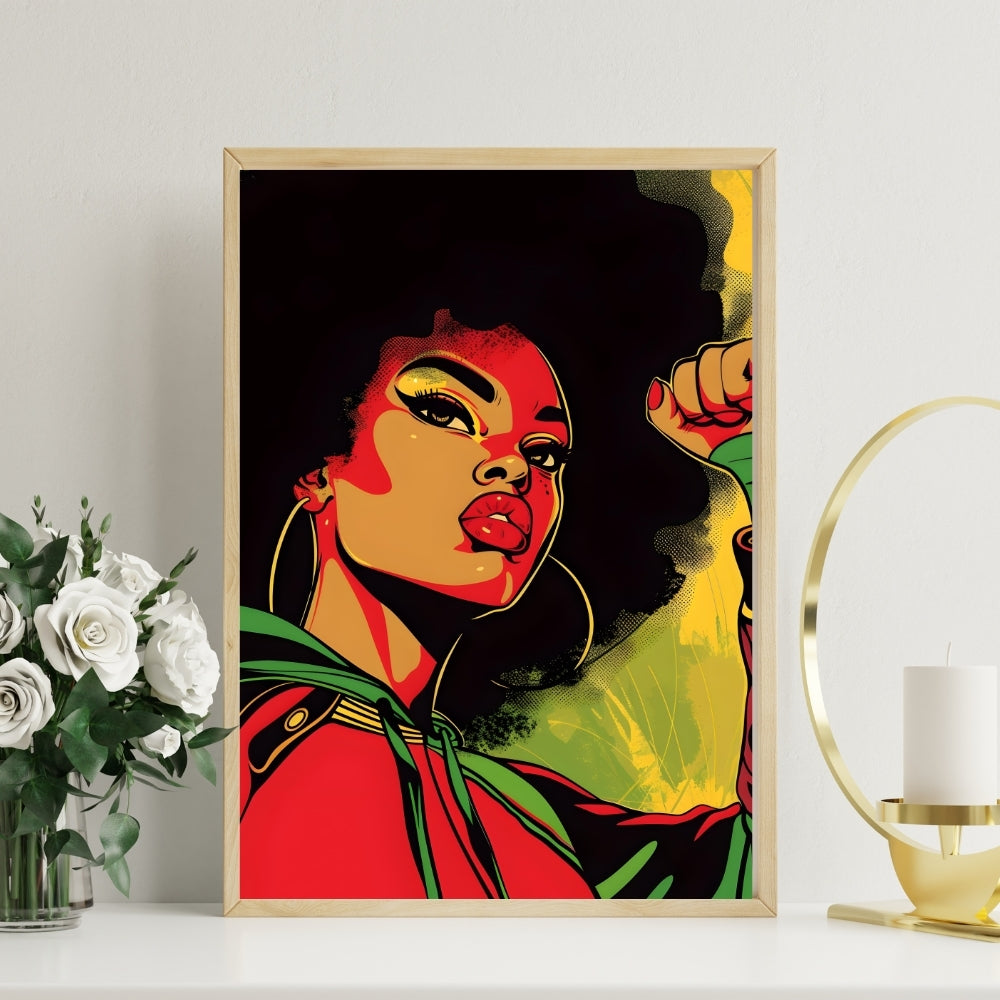 Power & Pride Vibrant Portrait Canvas Painting Framed Wall Art