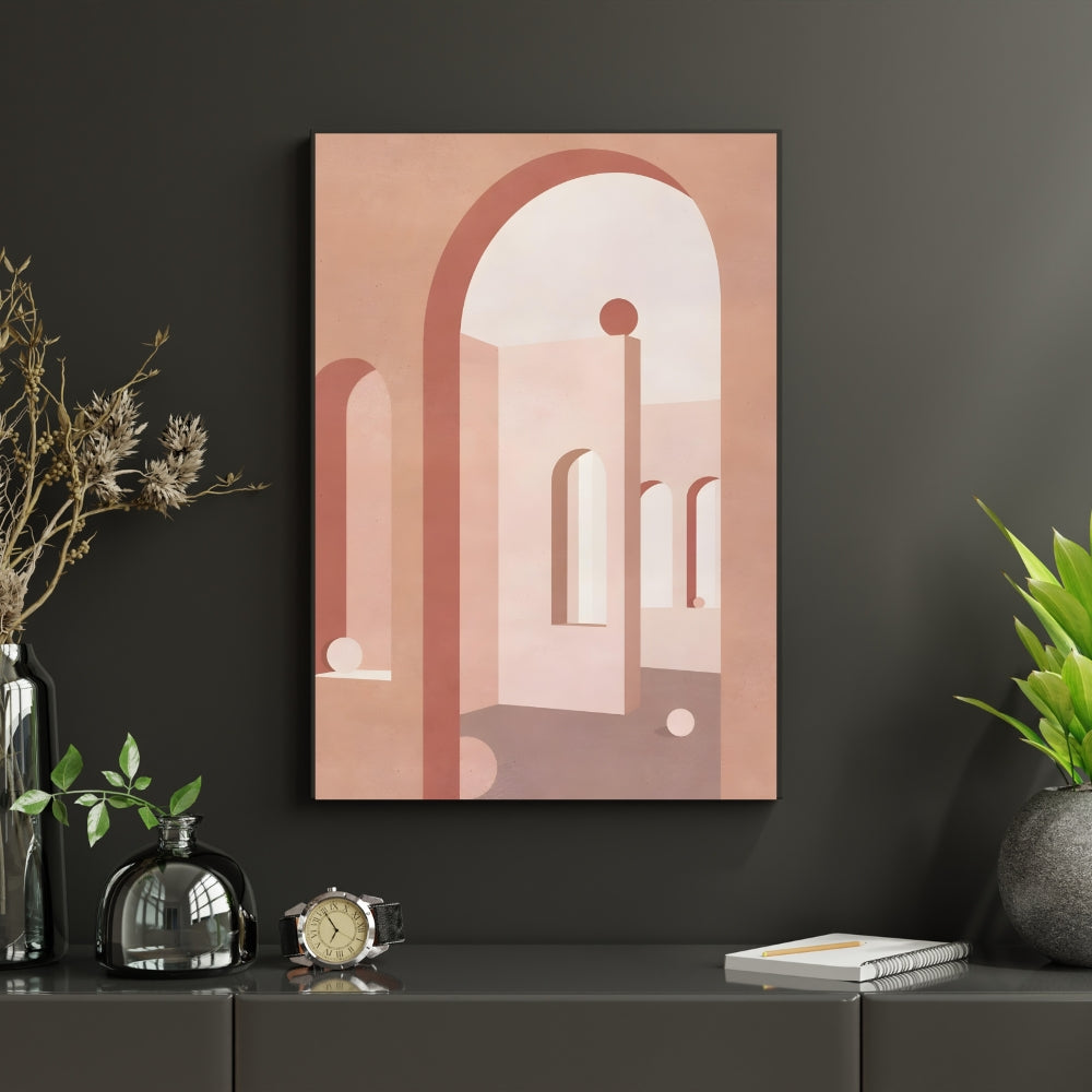Timeless Structures Soft Geometry Canvas Painting Framed Wall Art