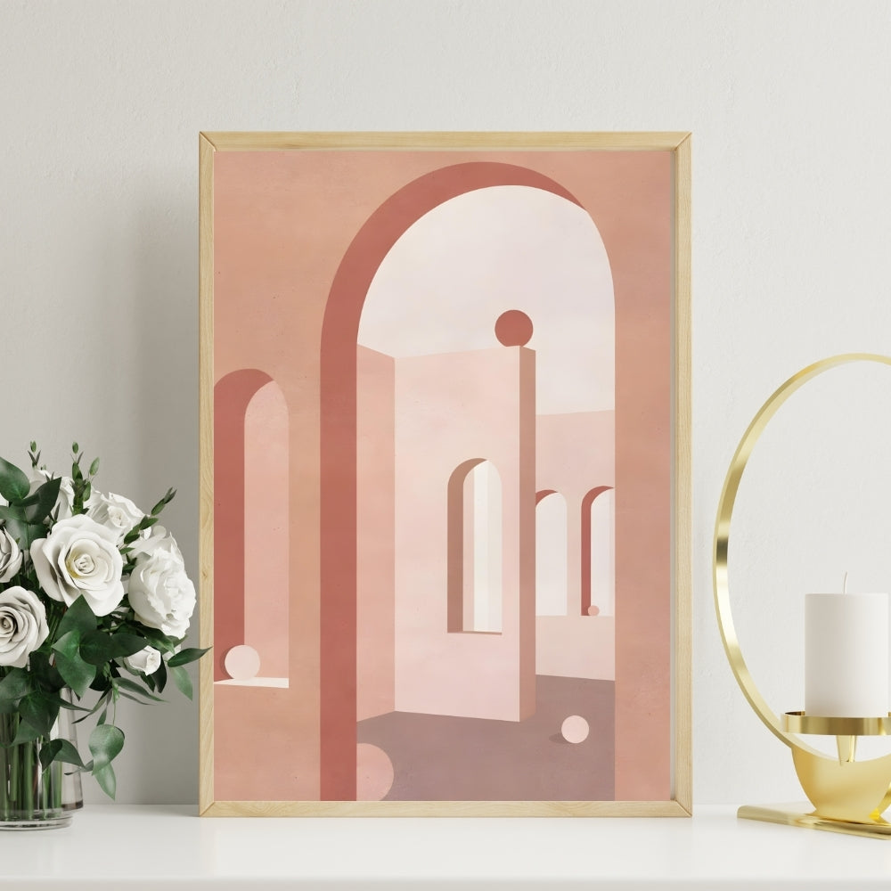 Timeless Structures Soft Geometry Canvas Painting Framed Wall Art