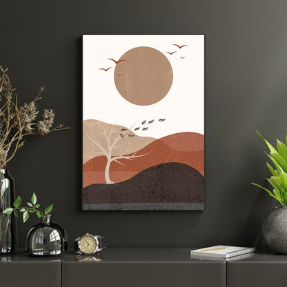 Golden Dusk Canvas Painting Framed Wall Art