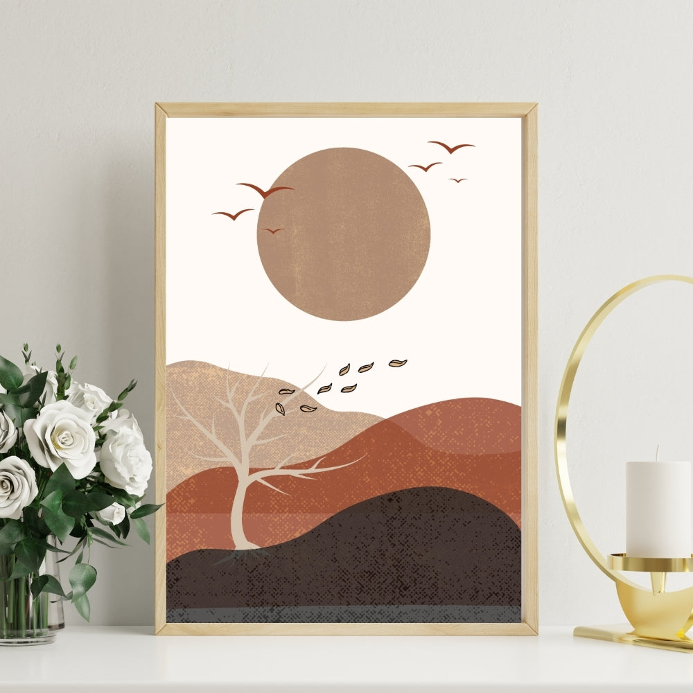 Golden Dusk Canvas Painting Framed Wall Art