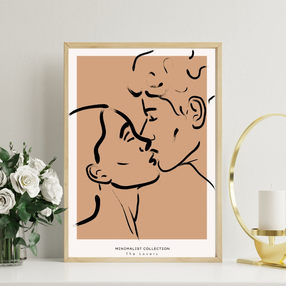 Romance in Lines Forever Us Canvas Painting Framed Wall Art