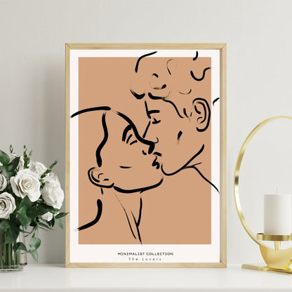 Romance in Lines Forever Us Canvas Painting Framed Wall Art