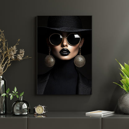 Midnight Muse Canvas Painting Framed Wall Art